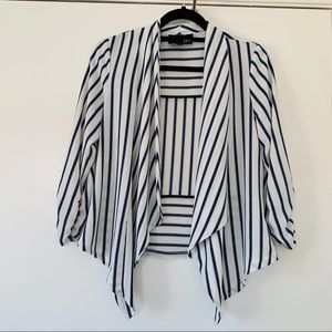 Kaii 3/4 Sleeve White w/ Navy Stripes Blazer